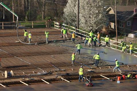 Concrete for second level of garage